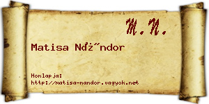 Matisa Nándor névjegykártya
